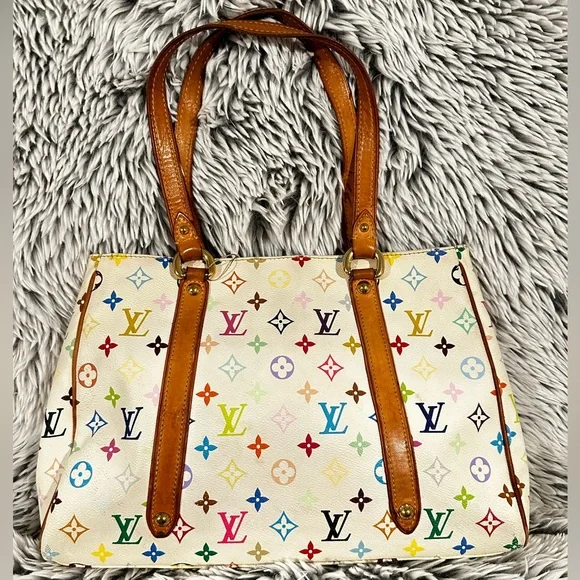 LOUIS VUITTON White Monogram Multicolore Aurelia MM Tote Bag - Picture 2 of 16